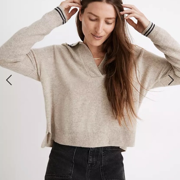 Madewell Sweaters - Women's Madewell Tipped Davie Polo Sweater NC041 Size Small EUC